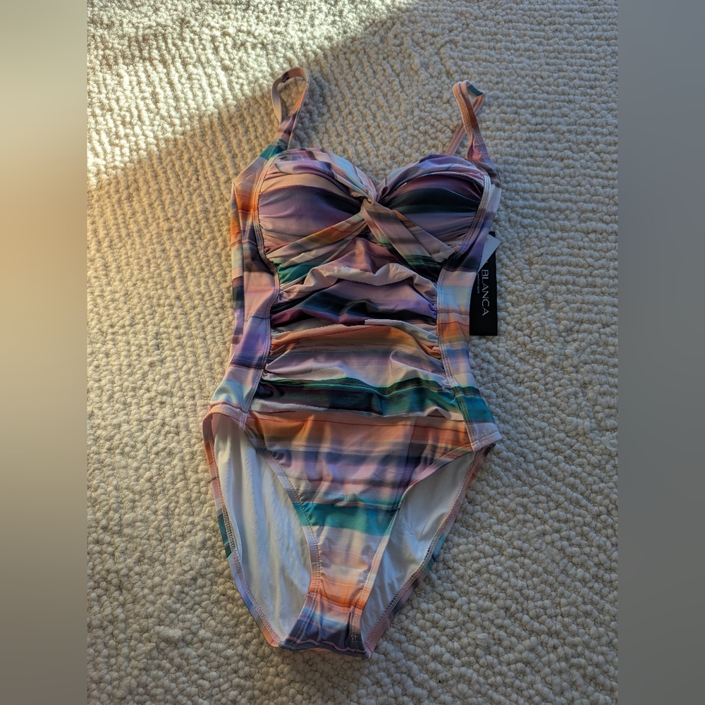 La Blanca Multicolor Striped One Piece Swimsuit